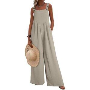 Women's Casual Loose Overalls Jumpsuits One Piece Sleeveless Wide Leg